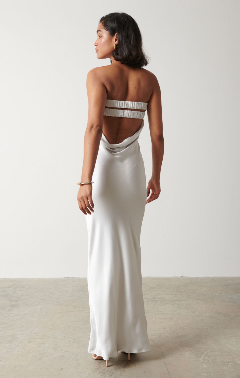 Pretty Lavish Sasha Metallic Silver Maxi Dress – dresses by Pretty Lavish, available to rent from Hirestreet