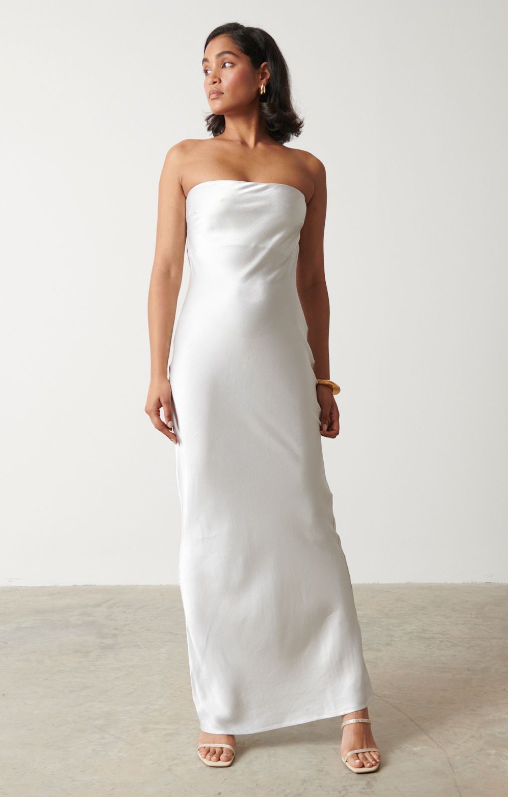 Pretty Lavish Sasha Metallic Silver Maxi Dress – dresses by Pretty Lavish, available to rent from Hirestreet