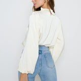 Pretty Lavish Tate Cowl Neck Oyster Pleated Blouse – tops by Pretty Lavish, available to rent from Hirestreet