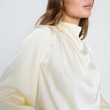 Pretty Lavish Tate Cowl Neck Oyster Pleated Blouse – tops by Pretty Lavish, available to rent from Hirestreet
