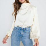 Pretty Lavish Tate Cowl Neck Oyster Pleated Blouse – tops by Pretty Lavish, available to rent from Hirestreet