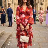 Pretty Lavish Ashton Ruffle Orange and Wine Floral Midi Dress