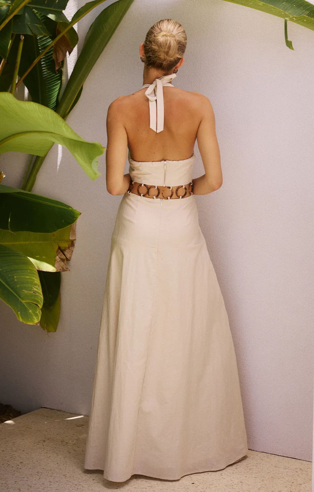 Runaway the Label Rafina Sand Cut Out Maxi Dress