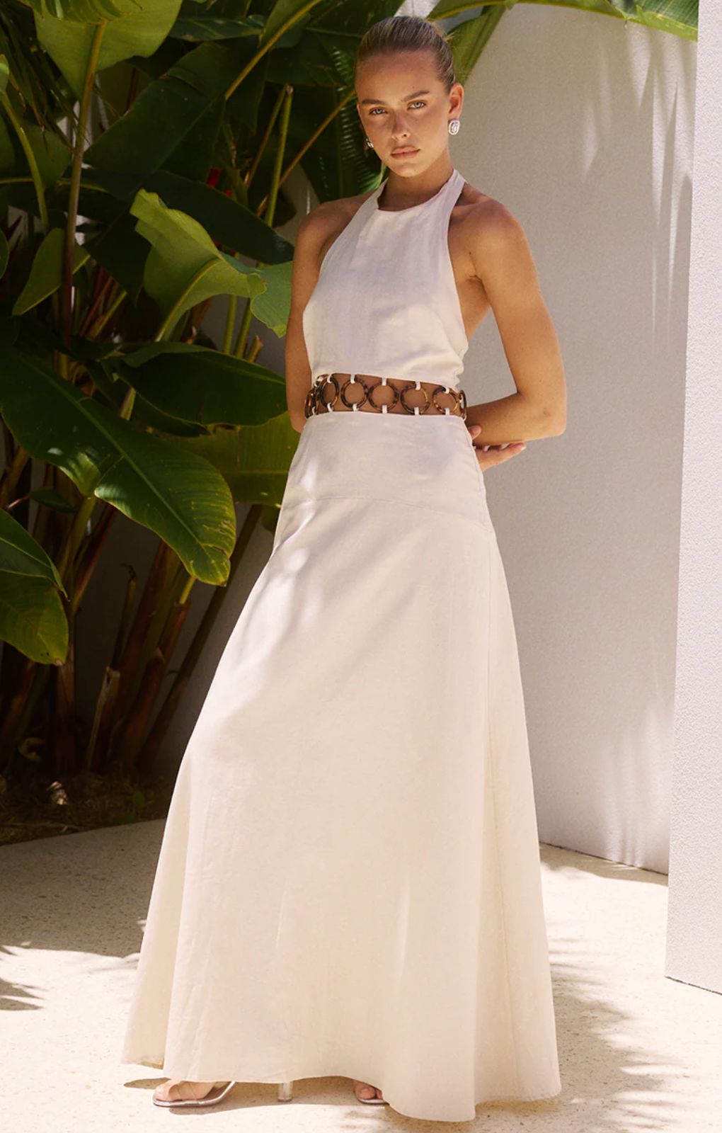 Runaway the Label Rafina Sand Cut Out Maxi Dress