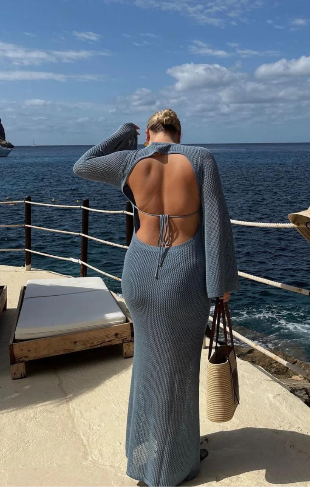 Runaway The Label Rosalie Steel Crochet Maxi Dress