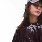 Rains Waterproof Drawcord Jacket in Burgundy Shine
