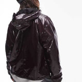 Rains Waterproof Drawcord Jacket in Burgundy Shine