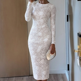 Dress The Population Sophia White-Nude Midi Dress