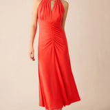 Ro&Zo Coral Red Halterneck Midi Dress