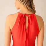 Ro&Zo Coral Red Halterneck Midi Dress