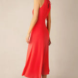 Ro&Zo Coral Red Halterneck Midi Dress