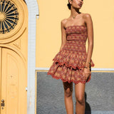 Nobody's Child Red Tile Printed Bandeau Kai Mini Dress