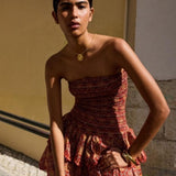 Nobody's Child Red Tile Printed Bandeau Kai Mini Dress