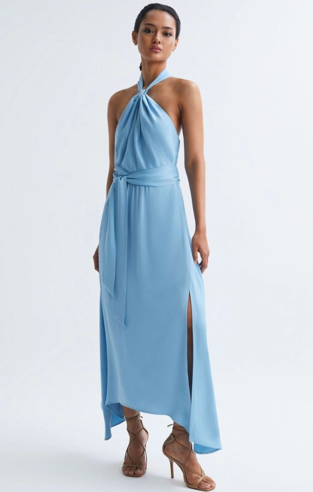 Rent Reiss Evelyn Fitted Halter Neck Midi Dress Hirestreet