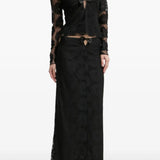 Resume V Neck Long Sleeve Lace Top with Bow Detail