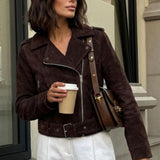Glamorous Rich Brown Biker Long Sleeve Jacket