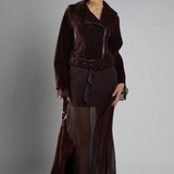 Glamorous Rich Brown Biker Long Sleeve Jacket
