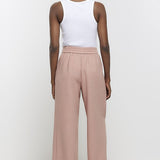 River Island Light Pink Triple Pleat Wide Leg Trouser