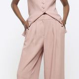 River Island Light Pink Triple Pleat Wide Leg Trouser