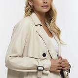 River Island Cream Cropped Trench Jacket