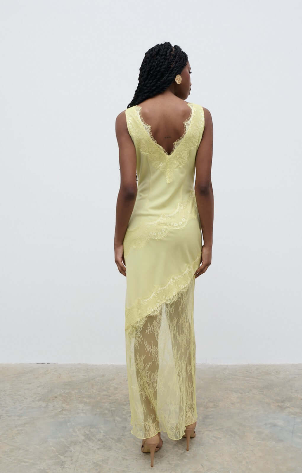 Pretty Lavish Robin Lace Trim Pear Sorbet Yellow Slip Maxi Dress