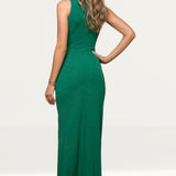 Roserry Mallorca Glitter Jersey Maxi Dress In Green