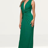 Roserry Mallorca Glitter Jersey Maxi Dress In Green