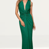 Roserry Mallorca Glitter Jersey Maxi Dress In Green
