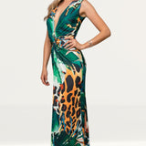 Roserry Mallorca Sleeveless Jersey Maxi Dress In Amazon Print