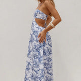 Runaway The Label Alethea Open Back Midi Dress in Daydream Blue