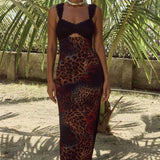 Runaway The Label Dinah Black Leopard Midi Dress