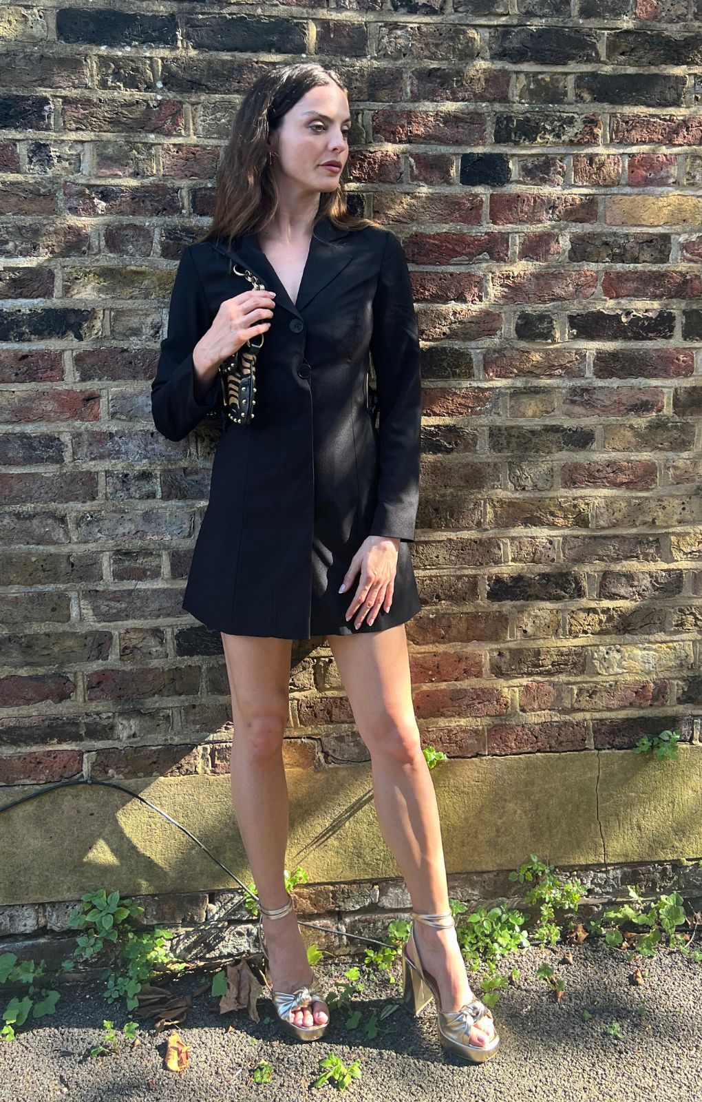 Topshop Open Back Tie Detail Blazer Dress In Black