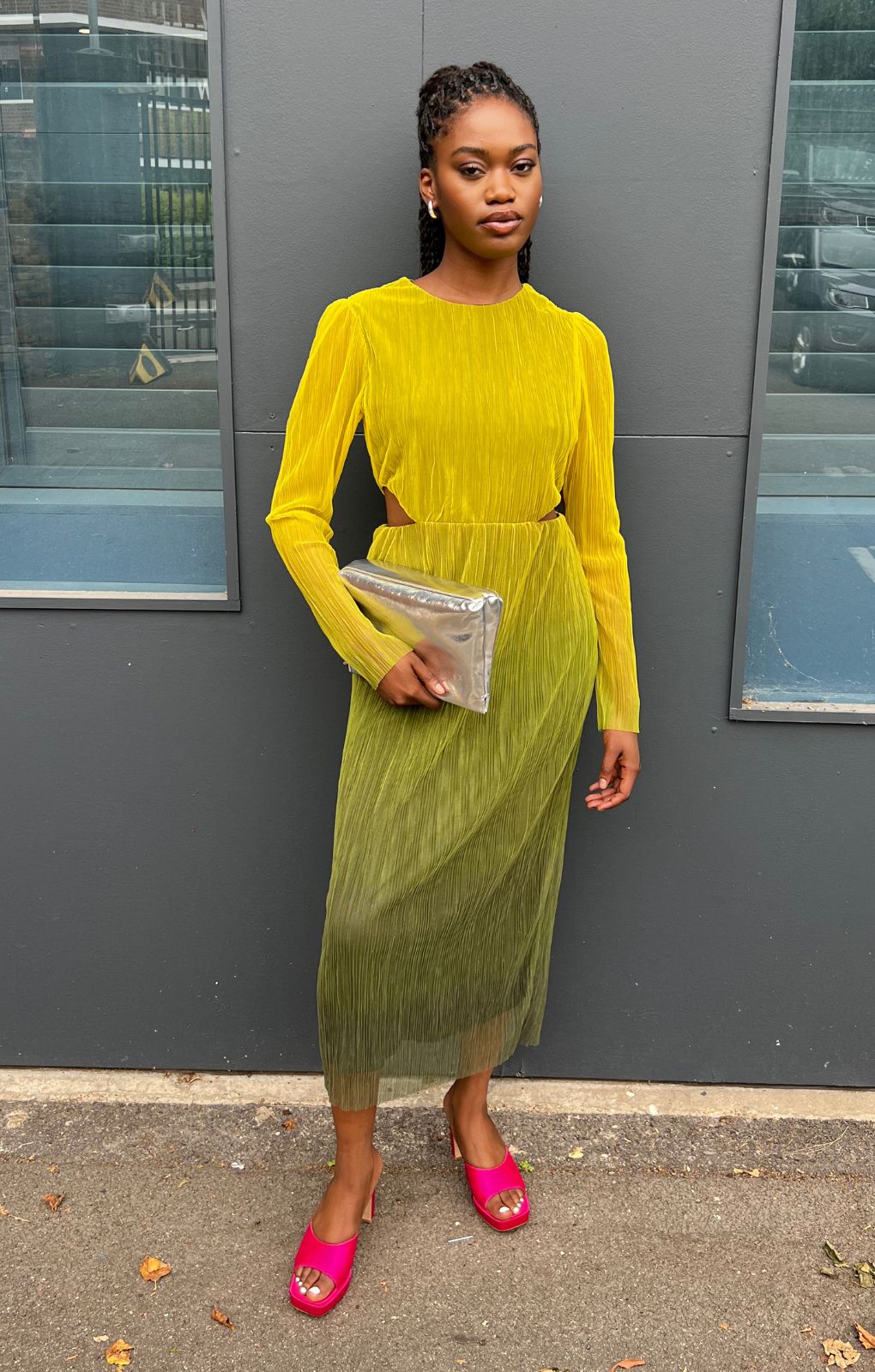 Topshop Ombre Cut Out Mesh Midi Dress In Multi