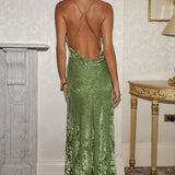 Runaway The Label Lyssa Cowl Cross Back Maxi Dress - Palm