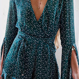 Runaway The Label Mini Emerald Playsuit With Flared Sleeves