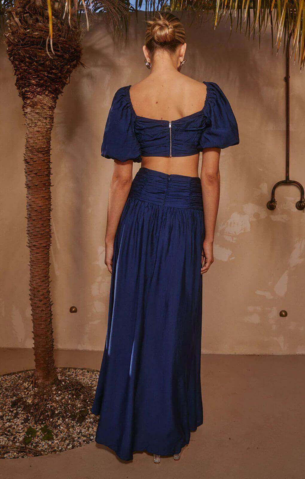 Runaway The Label Navy Kelani Luxe Top & Skirt