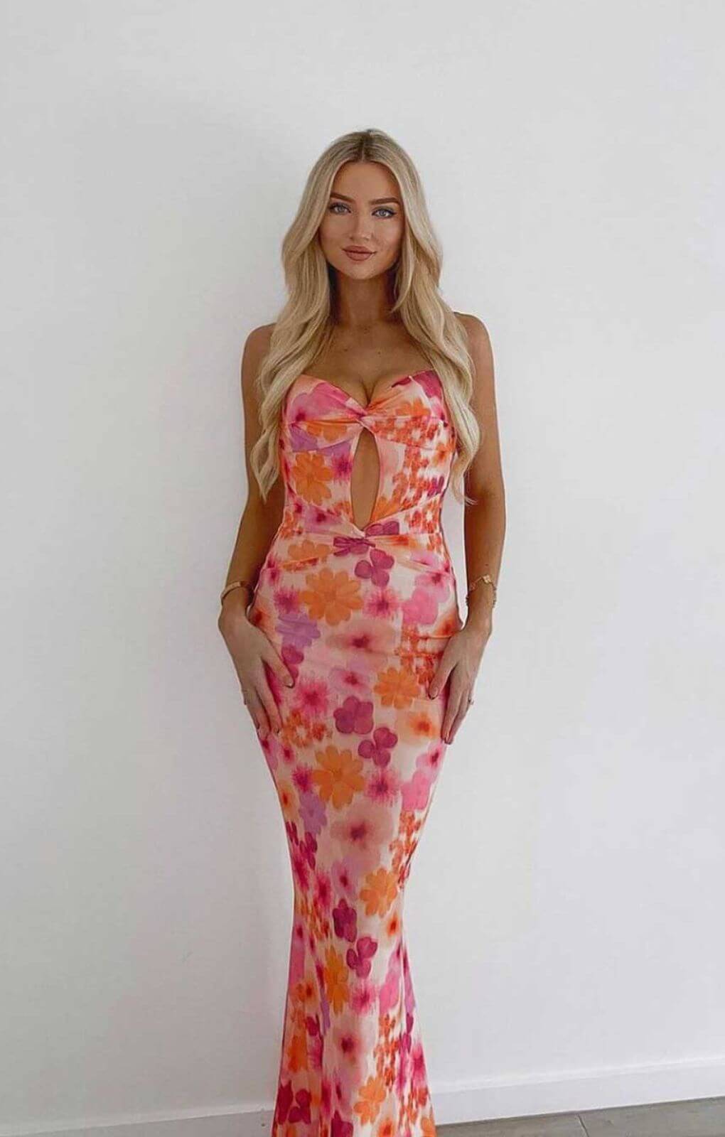 Runaway The Label Orange Floral Marlini Maxi Dress