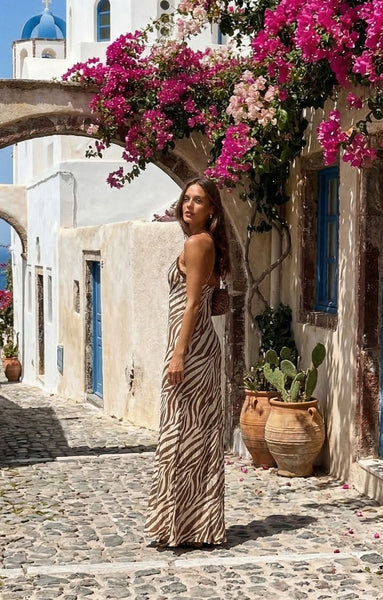 Rent Runaway The Label Aminah Zebra Chocolate Maxi Dress