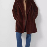 French Connection Buona Faux Fur Long Sleeve Coat