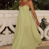 Runaway The Label Jaiyah Strapless Palm Maxi Dress