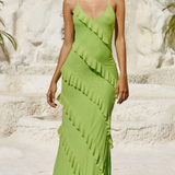 Runaway the Label Beloved Lime Ruffle Maxi Dress