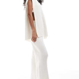 SNDYS Cotton Knitted Wide Leg Trousers in White