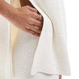 SNDYS Cotton Knitted Wide Leg Trousers in White