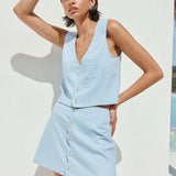 Seven Wonders Stella Mini Skirt in Sky Blue