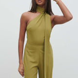 Pretty Lavish Sapphire Scarf Olive Jumpsuit