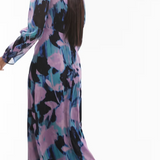 Topshop Ruched Front Midi Dress In Lilac Floral Print
