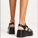 Asos Design Terra Studded Fisherman Flatform Sandals In Black