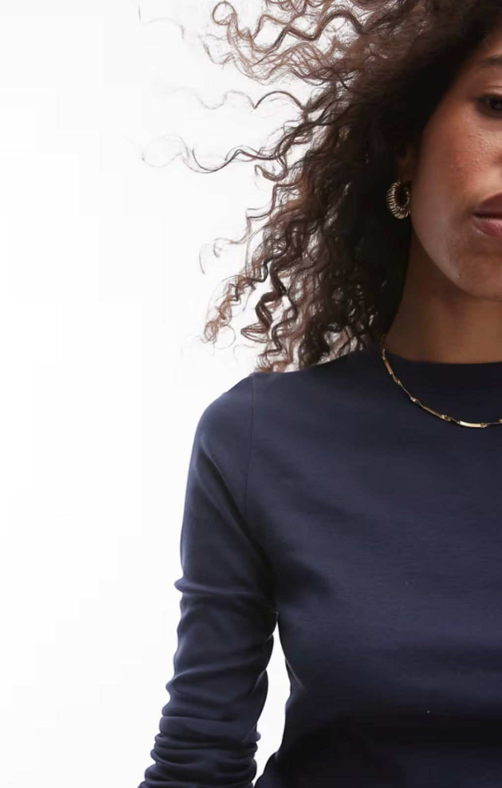 Ebay Only  Topshop Long Sleeve Everyday Tee In Navy UK M – tops by Topshop, available to rent from Hirestreet