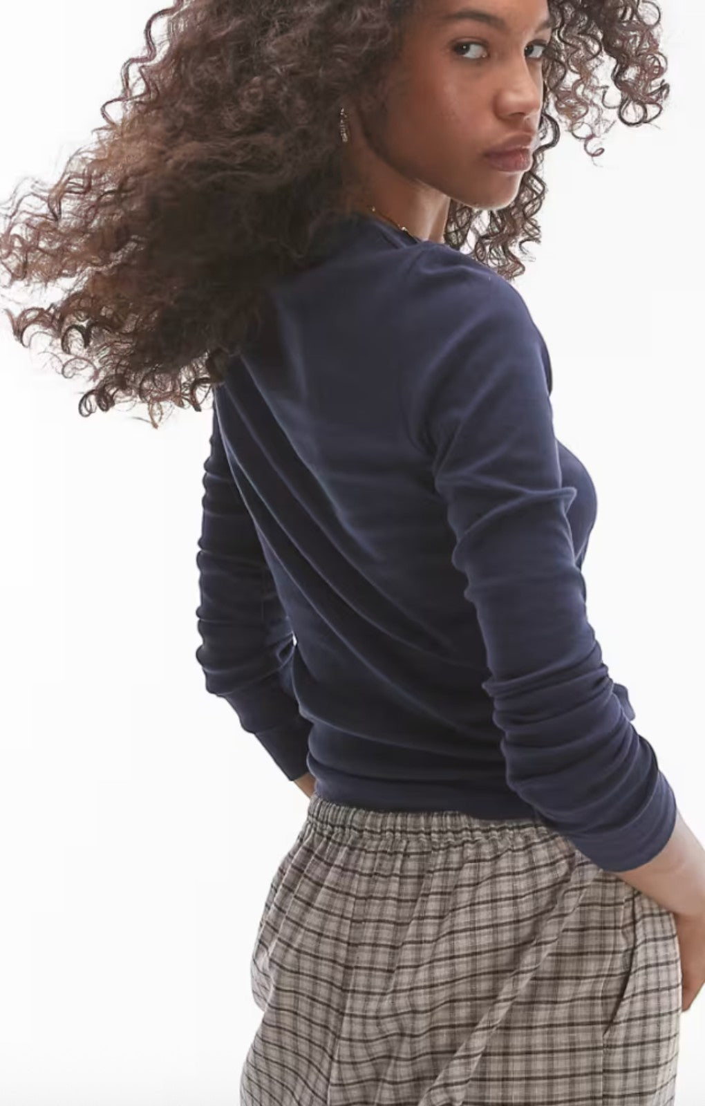 Ebay Only  Topshop Long Sleeve Everyday Tee In Navy UK M – tops by Topshop, available to rent from Hirestreet