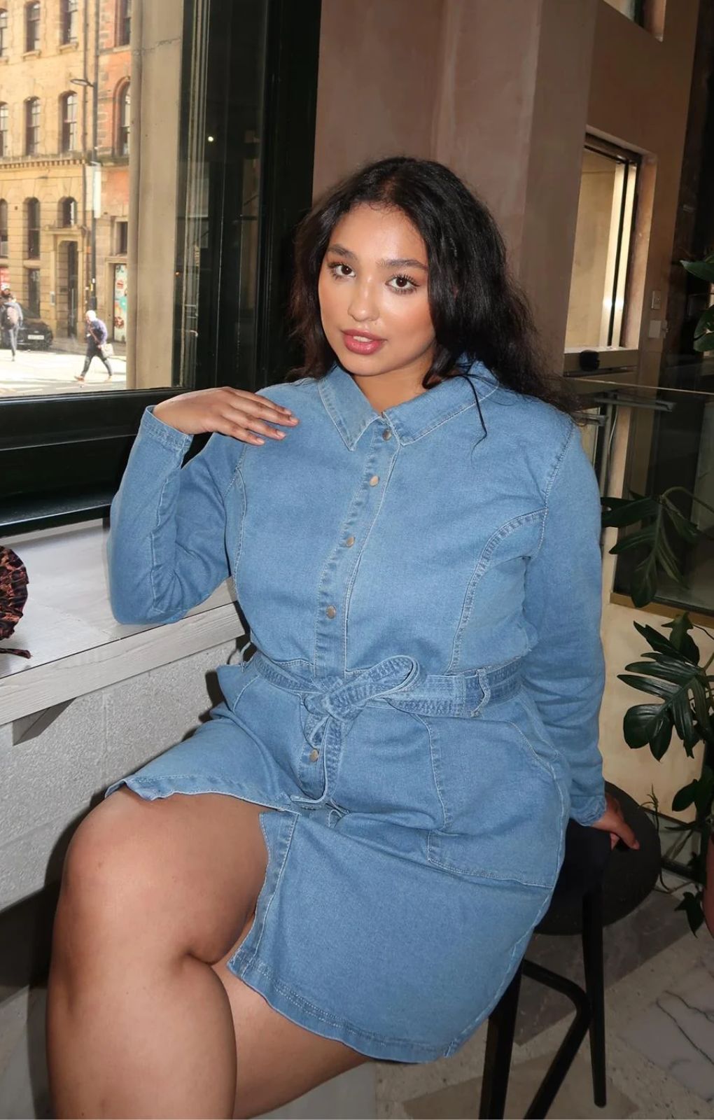 Glamorous Curve Stonewash Denim Mini Dress